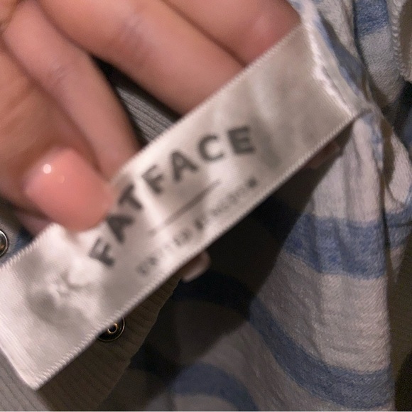 Fat Face women’s blue striped side button sweater 8 nautical beach cotton - Picture 5 of 9